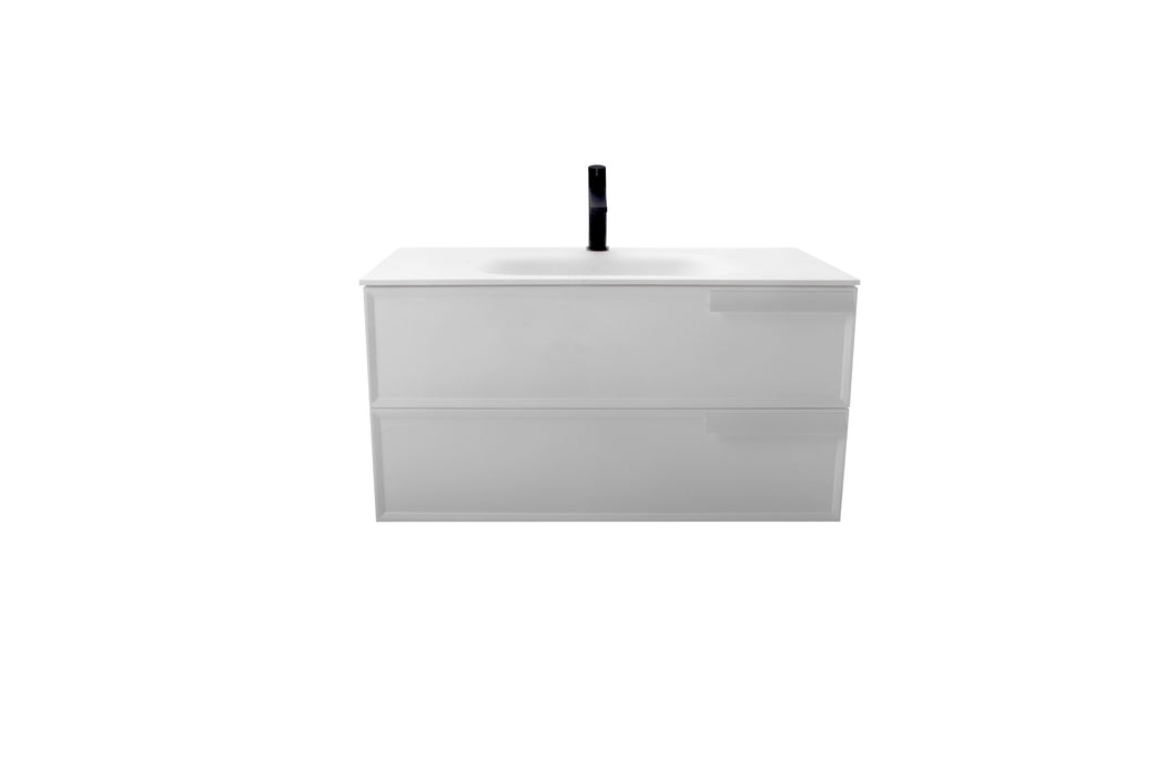 Aquamoon Garda 36 White Wall Hung Modern Bathroom Vanity Set