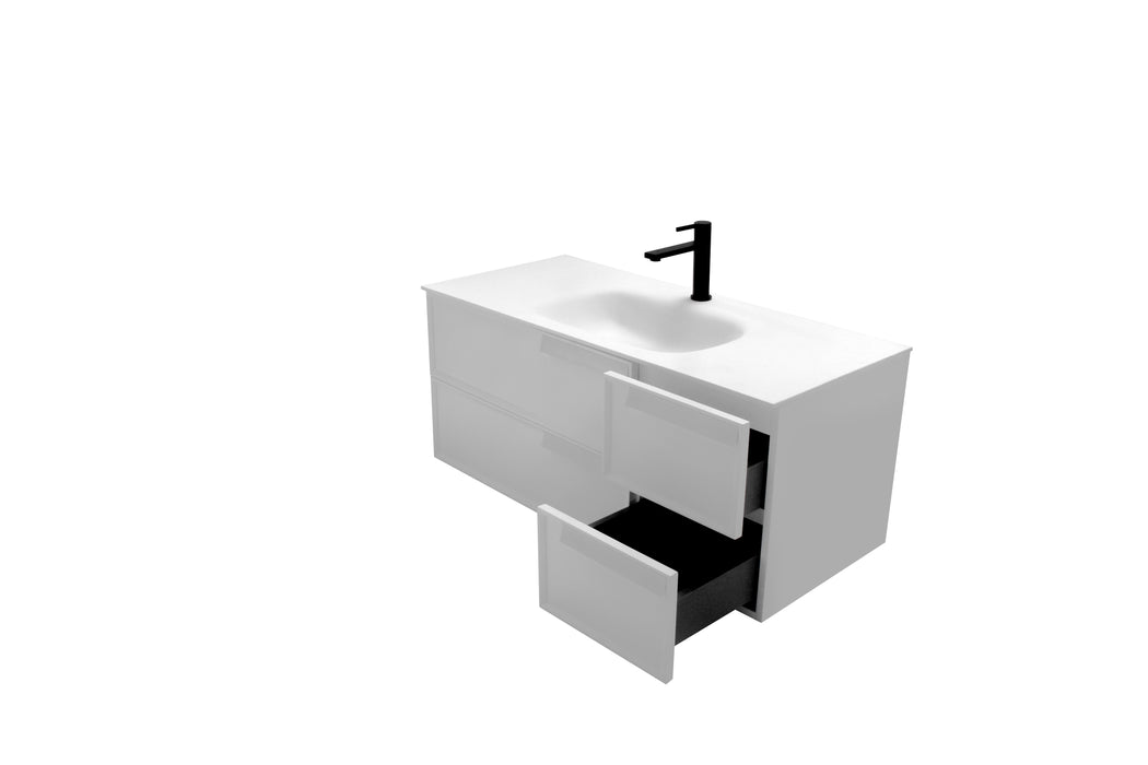 Aquamoon Garda 40 White Wall Hung Modern Bathroom Vanity Set