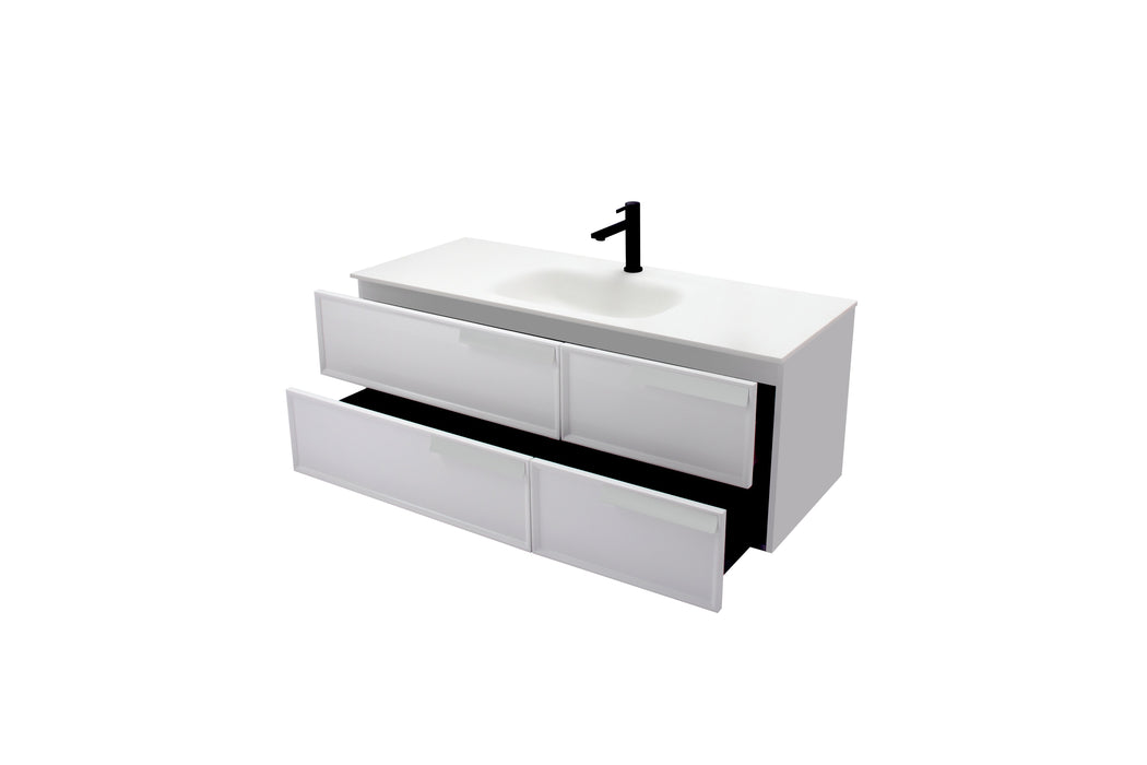 Aquamoon Garda 48 White Wall Hung Modern Bathroom Vanity Set