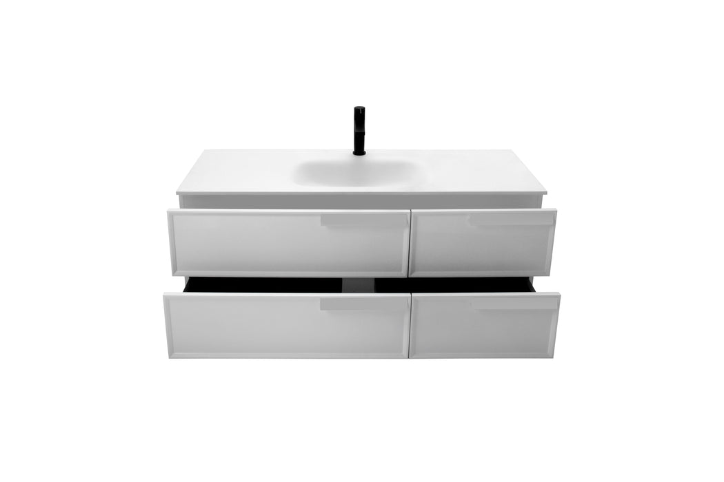 Aquamoon Garda 48 White Wall Hung Modern Bathroom Vanity Set