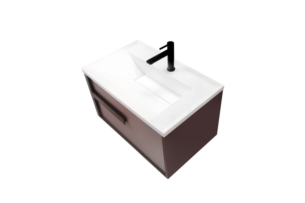 Aquamoon Geneva 30 Brown Wall Hung Modern Bathroom Vanity Set