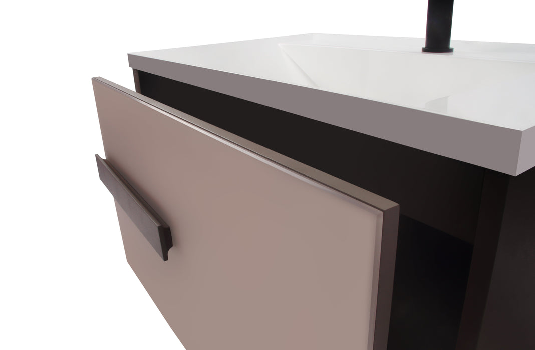 Aquamoon Geneva 30 Brown Wall Hung Modern Bathroom Vanity Set