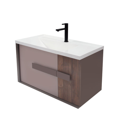 Aquamoon Geneva 48 Brown Wall Hung Modern Bathroom Vanity Set