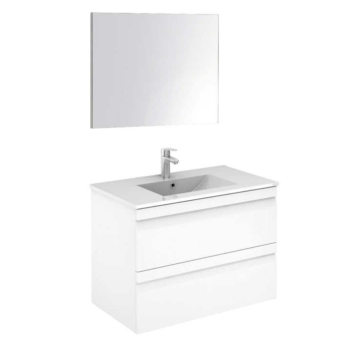 Aquamoon Girona 32 White Wall Hung Modern Bathroom Vanity Set