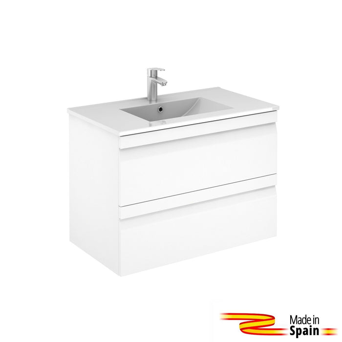 Aquamoon Girona 32 White Wall Hung Modern Bathroom Vanity Set