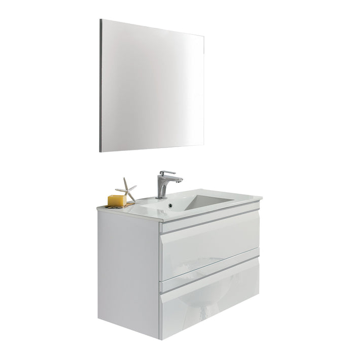 Aquamoon Girona 32 White Wall Hung Modern Bathroom Vanity Set