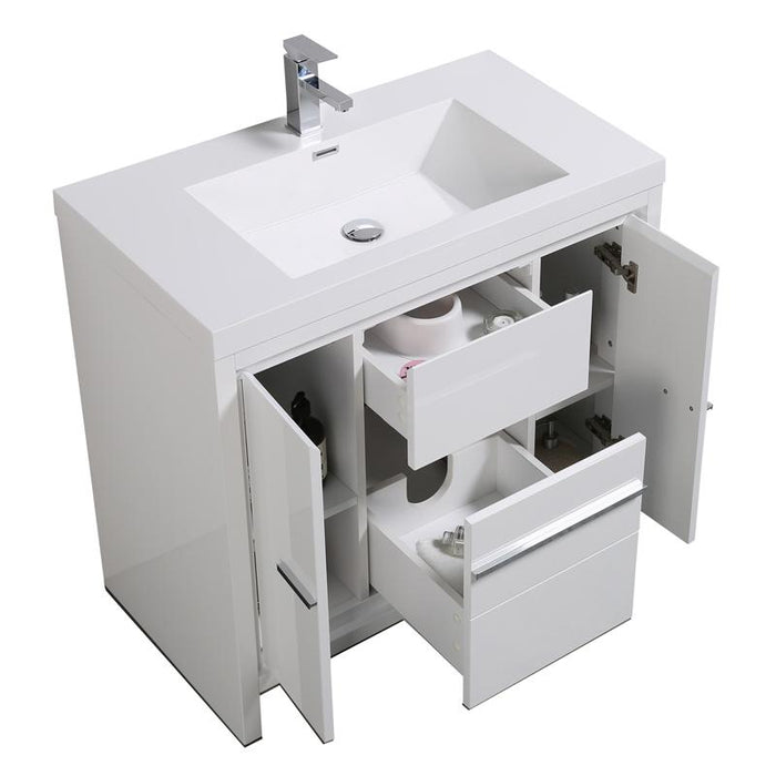 Aquamoon Granada 36 White Free Standing Modern Bathroom Vanity Set