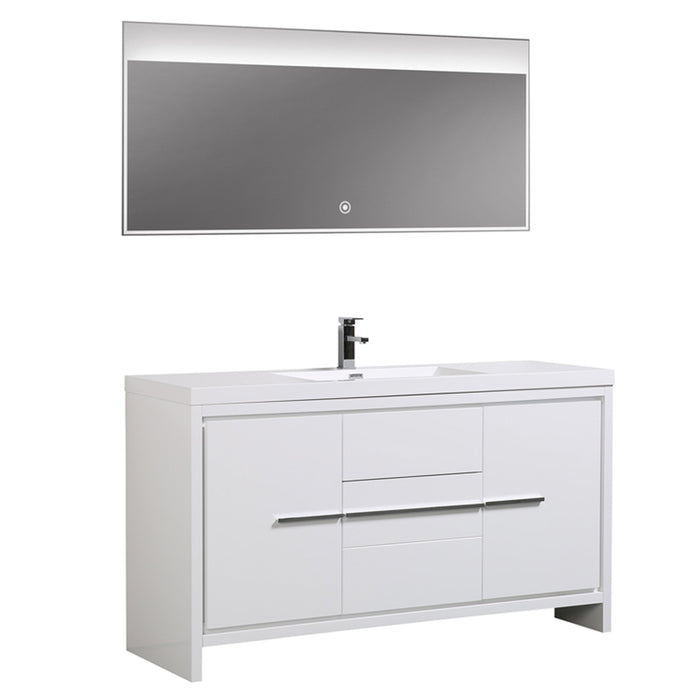 Aquamoon Granada 60 White Free Standing Modern Bathroom Vanity Set