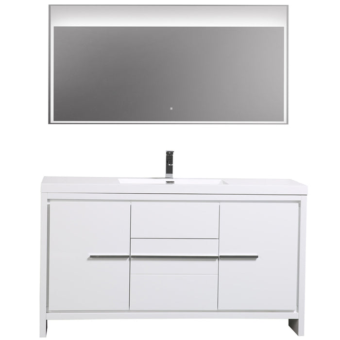 Aquamoon Granada 60 White Free Standing Modern Bathroom Vanity Set