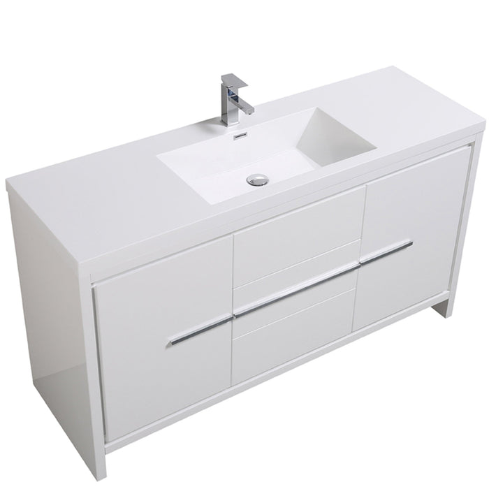 Aquamoon Granada 60 White Free Standing Modern Bathroom Vanity Set