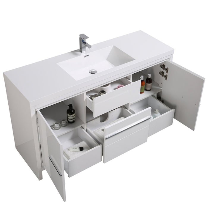 Aquamoon Granada 60 White Free Standing Modern Bathroom Vanity Set