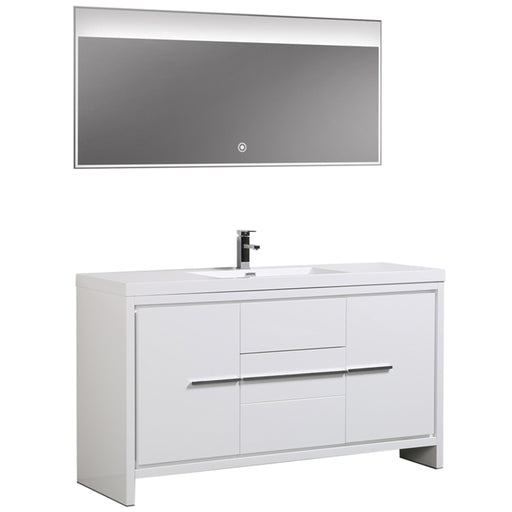 Aquamoon Granada 60 White Free Standing Modern Bathroom Vanity Set