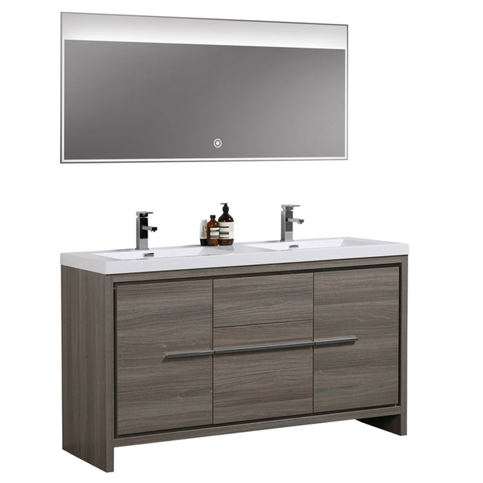 Aquamoon Granada 60 Maple Grey Free Standing Modern Bathroom Double Sink  Vanity Set