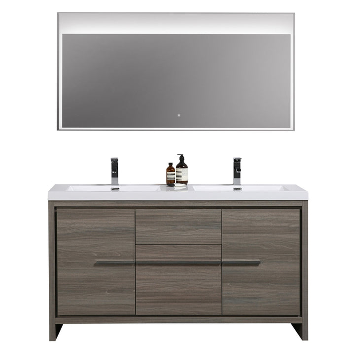 Aquamoon Granada 60 Maple Grey Free Standing Modern Bathroom Double Sink  Vanity Set