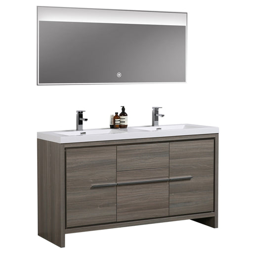 Aquamoon Granada 60 Maple Grey Free Standing Modern Bathroom Double Sink  Vanity Set