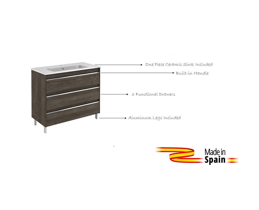 Aquamoon Ibiza 40 Ash Grey  Free Standing Modern Bathroom Vanity Set