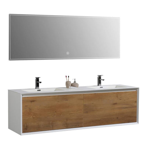 Aquamoon Icon 72 White Wall Hung Modern Bathroom Double Sink  Vanity Set