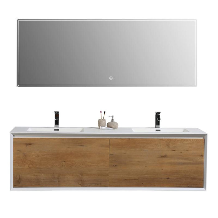 Aquamoon Icon 72 White Wall Hung Modern Bathroom Double Sink  Vanity Set