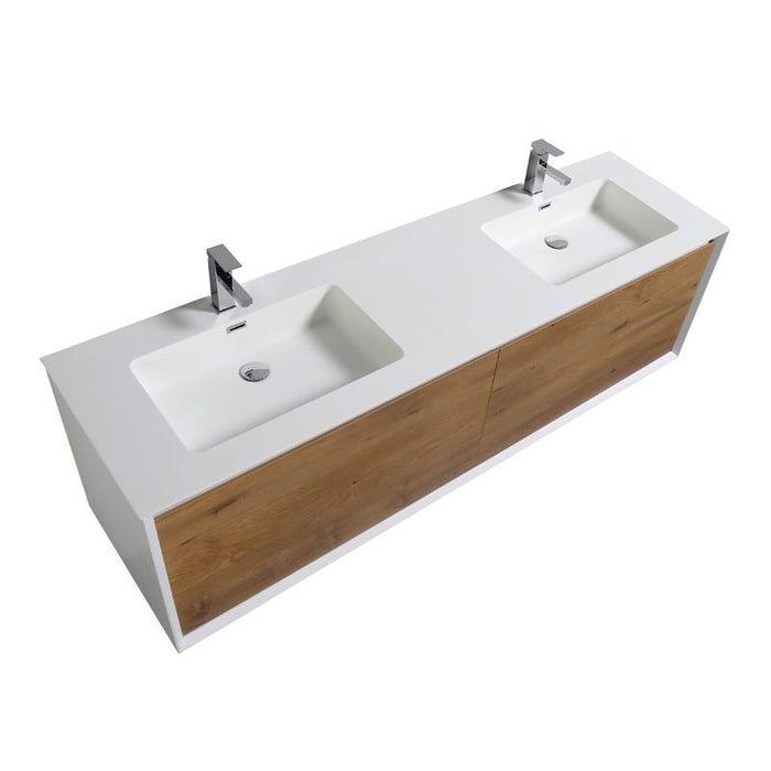 Aquamoon Icon 72 White Wall Hung Modern Bathroom Double Sink  Vanity Set
