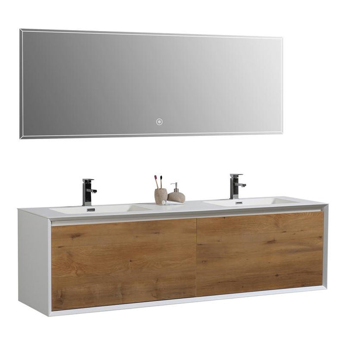 Aquamoon Icon 75 White Wall Hung Modern Bathroom Double Sink - CABINET ONLY