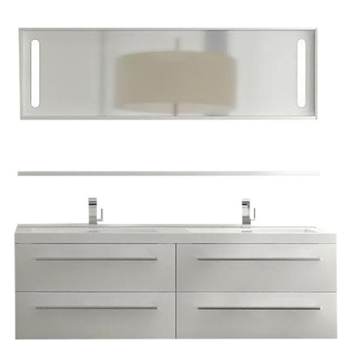 Aquamoon Magnum 63 White Wall Hung Modern Bathroom Double Sink  Vanity Set