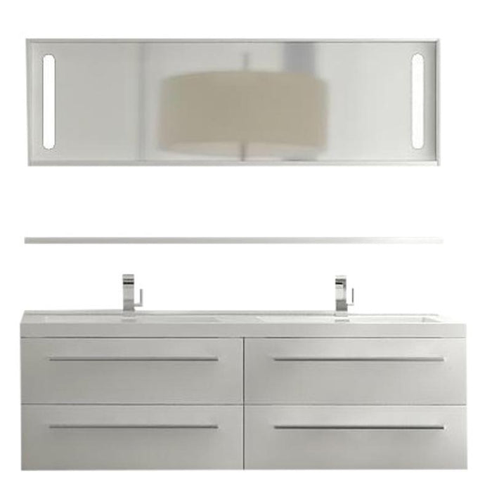 Aquamoon Magnum 63 White Wall Hung Modern Bathroom Double Sink  Vanity Set