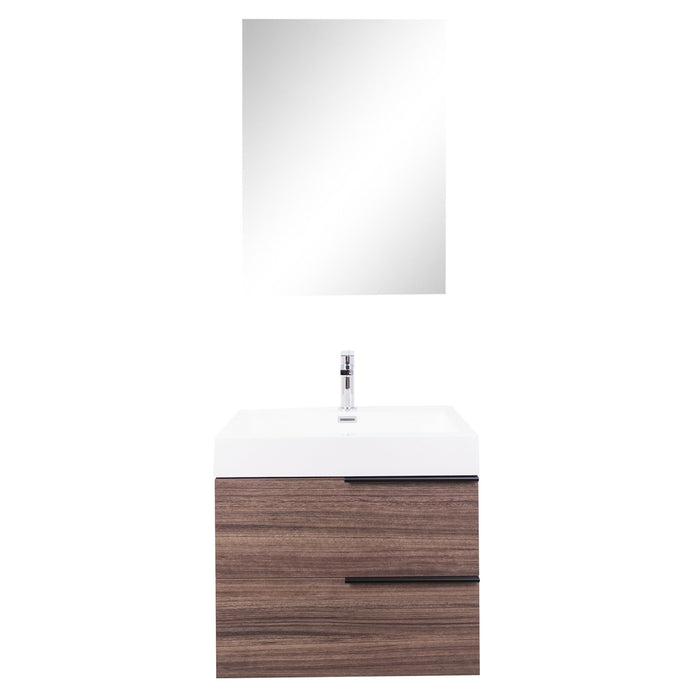 Aquamoon  Mallorca 24 Walnut Wall Mounted Modern Bathroom Vanity Set With Acrylic Sink
