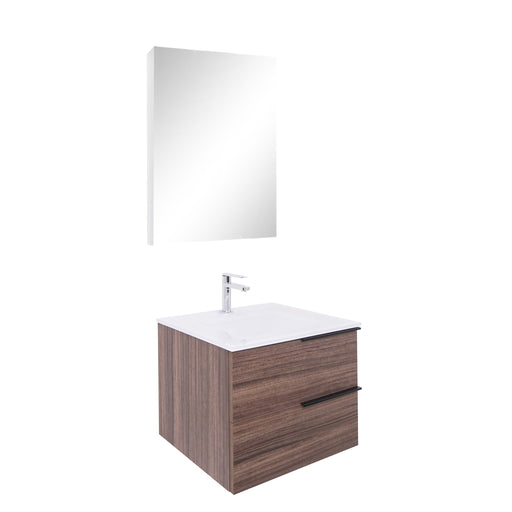 Aquamoon  Mallorca 24 Walnut Wall Mounted Modern Bathroom Vanity Set  With Glass Sink