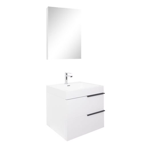 Aquamoon  Mallorca 24 White Wall Mounted Modern Bathroom Vanity Set  With Acrylic Sink