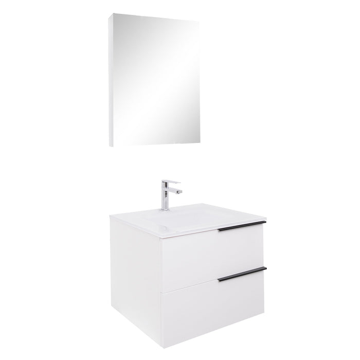 Aquamoon  Mallorca 24 White Wall Mounted Modern Bathroom Vanity Set  With Glass Sink