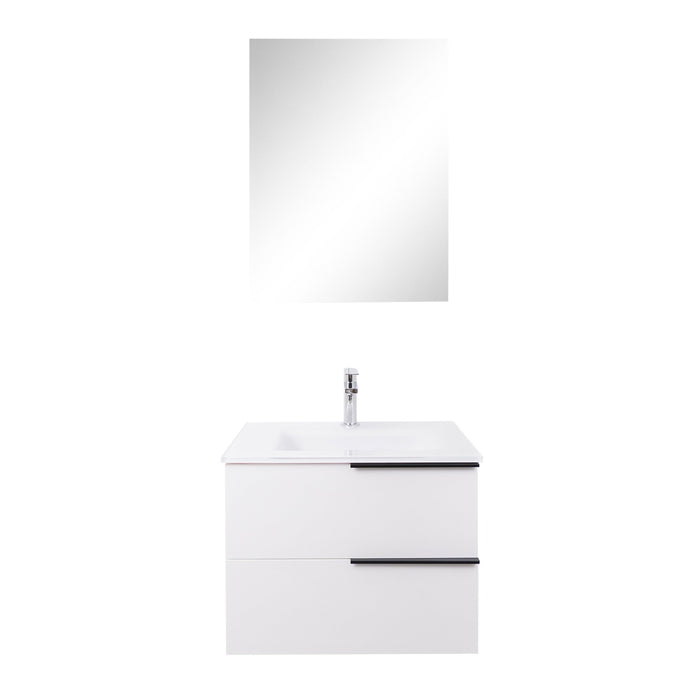 Aquamoon  Mallorca 24 White Wall Mounted Modern Bathroom Vanity Set  With Glass Sink