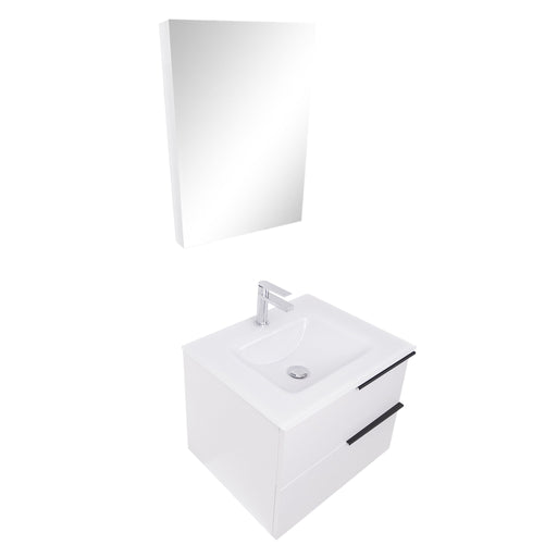 Aquamoon  Mallorca 24 White Wall Mounted Modern Bathroom Vanity Set  With Glass Sink