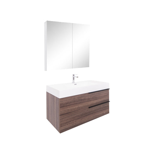 Aquamoon  Mallorca 31 Walnut Wall Mounted Modern Bathroom Vanity Set  With Acrylic Sink