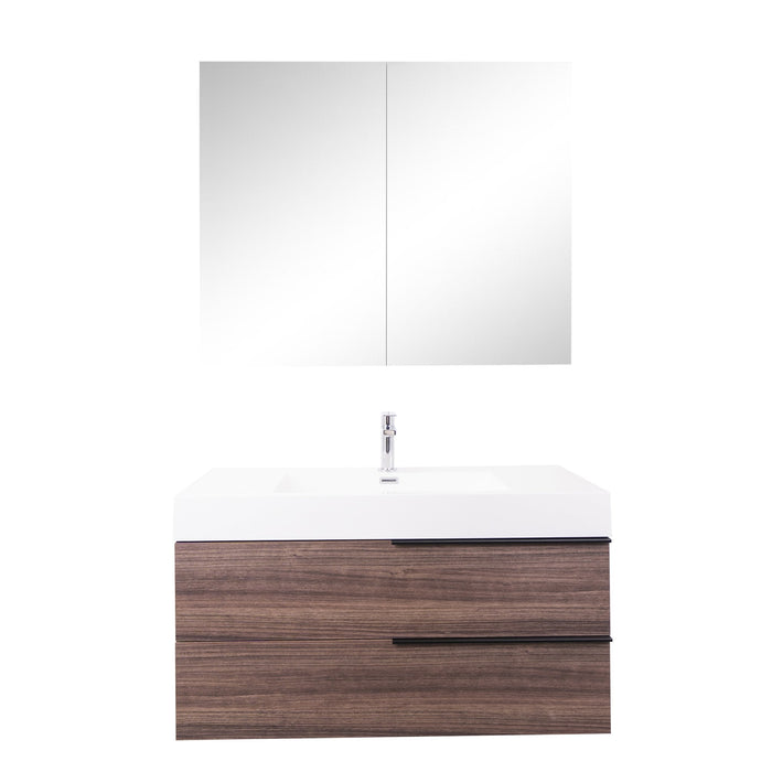 Aquamoon  Mallorca 31 Walnut Wall Mounted Modern Bathroom Vanity Set  With Acrylic Sink