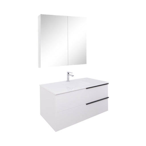 Aquamoon  Mallorca 31 White Wall Mounted Modern Bathroom Vanity Set  With Glass Sink