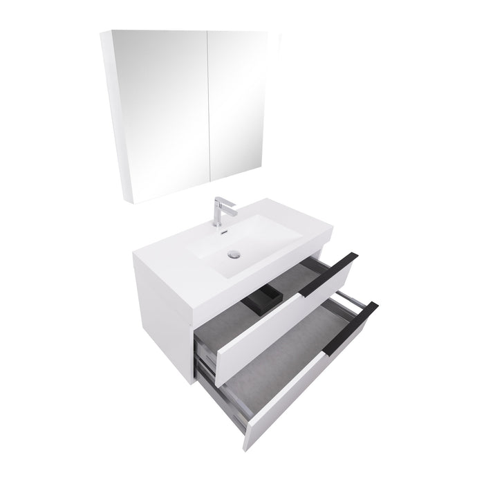 Aquamoon  Mallorca 31 White Wall Mounted Modern Bathroom Vanity Set  With Acrylic Sink