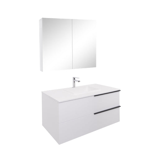 Aquamoon  Mallorca 31 White Wall Mounted Modern Bathroom Vanity Set  With Solid Surface Sink