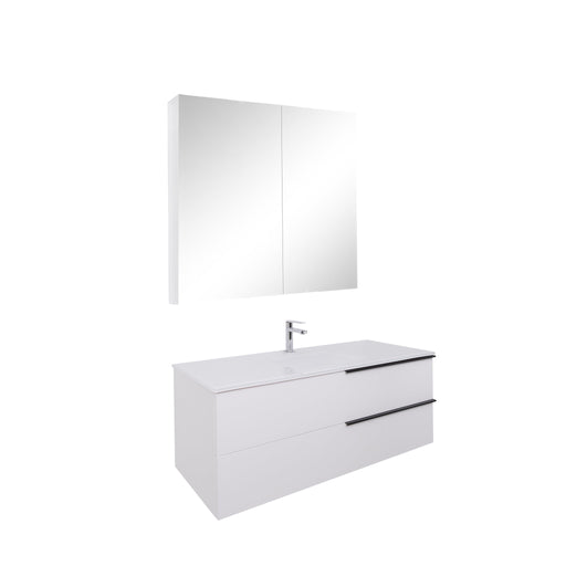 Aquamoon  Mallorca 48 White Wall Mounted Modern Bathroom Vanity Set  With Glass Sink