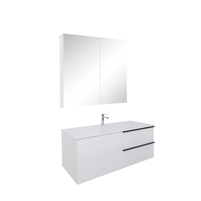 Aquamoon  Mallorca 48 White Wall Mounted Modern Bathroom Vanity Set  With Glass Sink