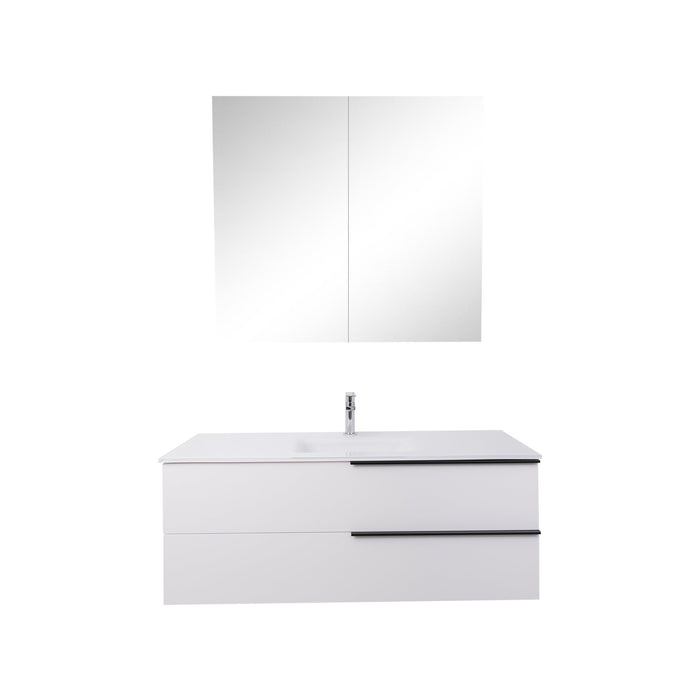 Aquamoon  Mallorca 48 White Wall Mounted Modern Bathroom Vanity Set  With Glass Sink