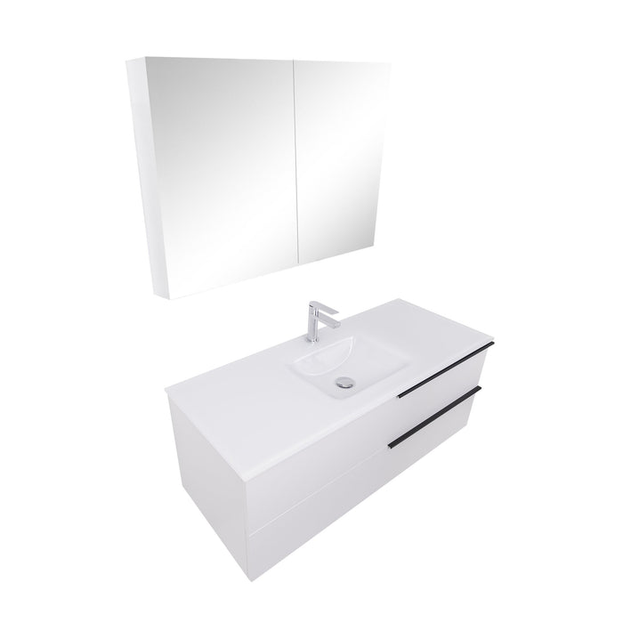 Aquamoon  Mallorca 48 White Wall Mounted Modern Bathroom Vanity Set  With Glass Sink