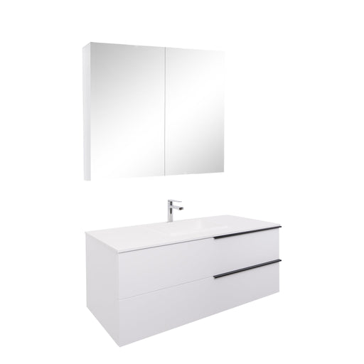 Aquamoon  Mallorca 48 White Wall Mounted Modern Bathroom Vanity Set  With Solid Surface Sink