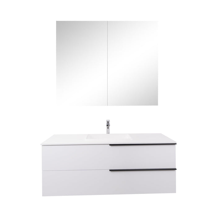 Aquamoon  Mallorca 48 White Wall Mounted Modern Bathroom Vanity Set  With Solid Surface Sink