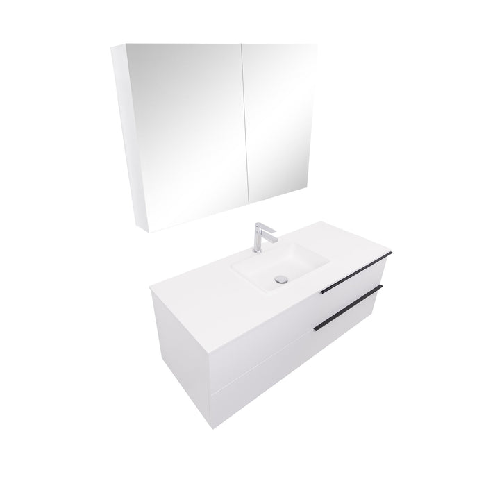 Aquamoon  Mallorca 48 White Wall Mounted Modern Bathroom Vanity Set  With Solid Surface Sink