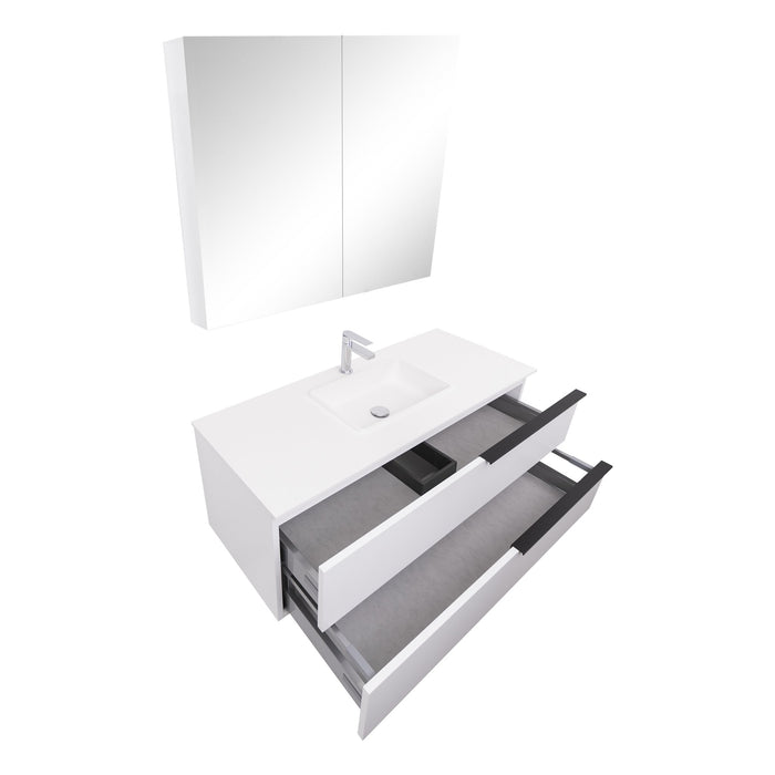 Aquamoon  Mallorca 48 White Wall Mounted Modern Bathroom Vanity Set  With Solid Surface Sink
