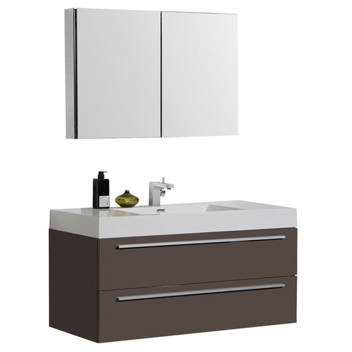 Aquamoon Maya 47 Grey Brown Hg Wall Mounted Modern Bathroom Vanity Set