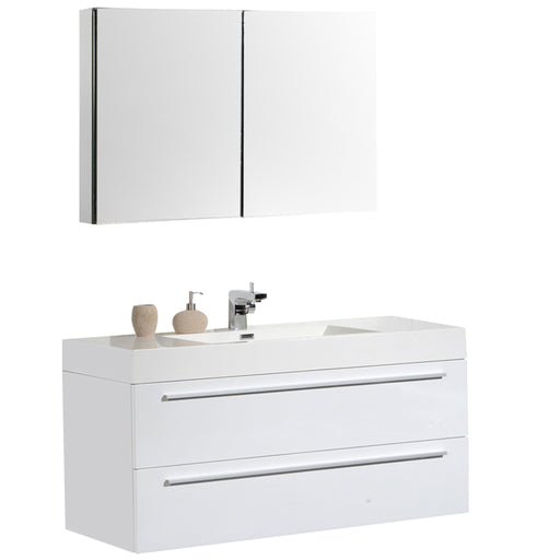 Aquamoon Maya 47 White Hg Wall Mounted Modern Bathroom Vanity Set