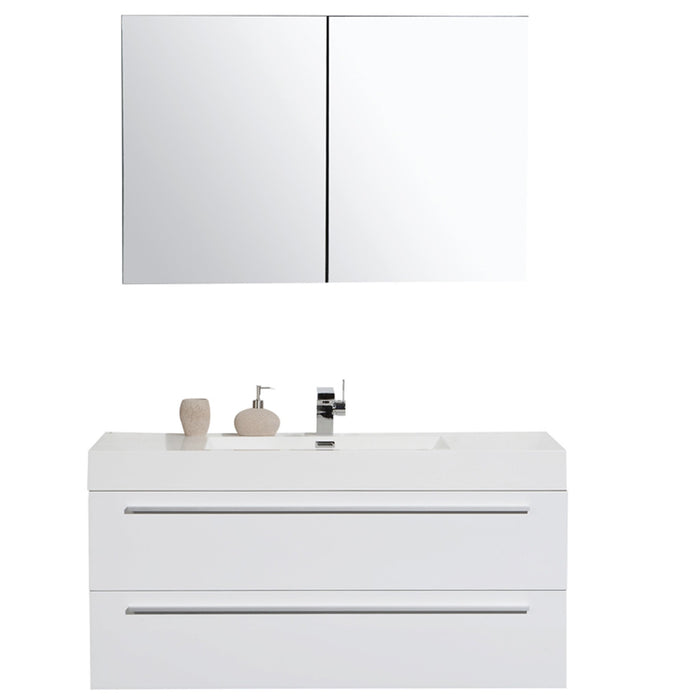 Aquamoon Maya 47 White Hg Wall Mounted Modern Bathroom Vanity Set