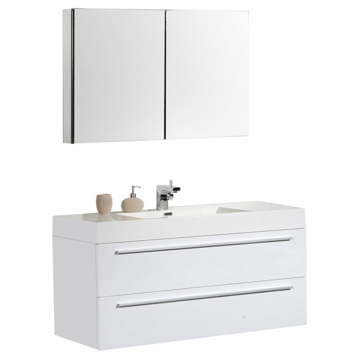 Aquamoon Maya 47 White Hg Wall Mounted Modern Bathroom Vanity Set