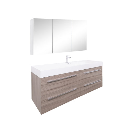 Aquamoon Maya 60 Maple Grey Wall Mounted Modern Bathroom Vanity Set